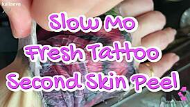slow mo fresh tattoo second skin peel with alternative fetish vibes