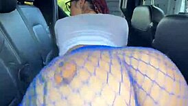 Curvy woman twerks in shorts