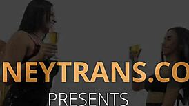 Busty trans teen 18+ trades anal with her lover 😏