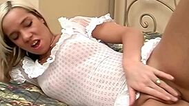 Blonde Girl In Lingerie Open Pussy