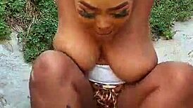 Milf BBW Squirts Pussy Outdoor During Masturbation