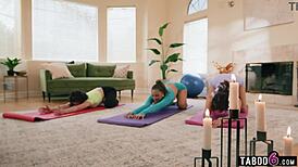 yoga milf lesbians strapon double penetration fuck after session