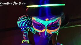 Wild slim girl fucked under UV light