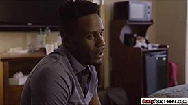 Hot babe casually rides her best friend's big black dick