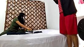 stepson spies on hot stepmother, they fuck and scream