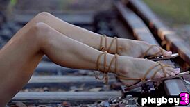 Slim Brunette Gloria Sol Teases With Outdoor Posing