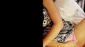 French amateur slut in black white fuck pink satin panties gets deepthroat ass to mouth with sextoys 😈