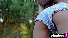 Slim Brunette Gloria Sol Teases With Outdoor Posing