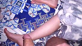 I'm jerking off to my step mom who fell asleep after the party and cumming on her tits