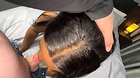 Big Booty Ebony Gagged On White Cock For Facial Then Begs For Backshots And Cumshot