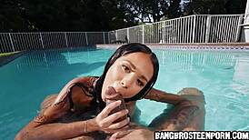 sexy latina teen casually sucks and fucks a big black cock in this amateur scene