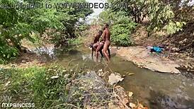 We took turns fucking her in the stream 😈