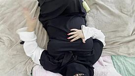 moroccan sex with an arab girl in hijab, her big tits and ass on display