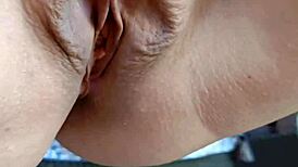 horny mature squats gapes cunt outdoors on deck