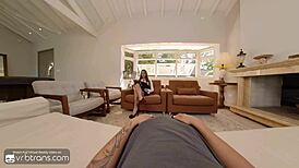 Vrb trans busty redhead shemale therapist in sexy lingerie sucks your dick and fucks bareback pov