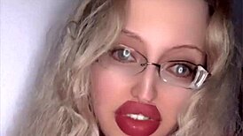 a full movie storyline featuring russian woman with glasses and lipstick.