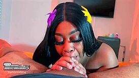 Slim BBW eager to swallow cum with tongue rings