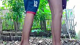 Teen sensation fucking neighbor's wife in backyard garden leads to orgasm and female ejaculation