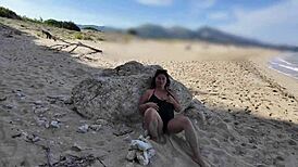 Horny Curvy Stepmom On Public Beach!