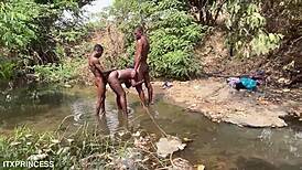 We took turns fucking her in the stream 😈