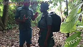 Sexy nastybitch fucks school mate in bush for cash