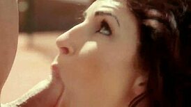 Pretty babe performs oral in sensual setting