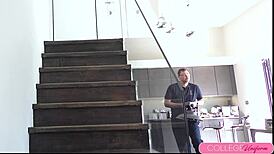 Coed Dixie Fae Removes Her Uniform And Poses In Lace Lingerie