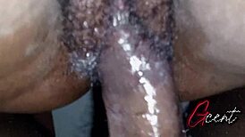 i got up close with a hairy creamy pussy and big black cock for intense homemade sex