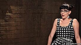 Ebony and brunette get toyed on hogtie with rough bondage