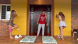 My yoga teacher fucks me together with my friend