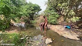 We took turns fucking her in the stream 😈