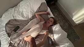 A little 18+ stepsister on vacation shared her bed with me and shared her pussy