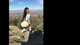 Sexy ebony amateur almost busted masturbating in public park