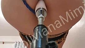 Latina pussy hammered by relentless sex machine in kitchen