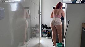 damn this brazilian maid's huge ass gapin makes my cock throb every squat 🍑🔥