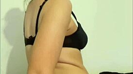 Slutty British girlfriend teases with dildo on webcam in horny solo pov