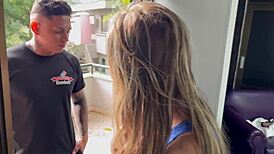 Hot Blonde Latina Owes Pizza Pays with Tight Wet Pussy Ride