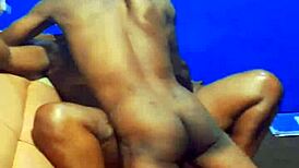 Big Black Cock Pounds Sexy Ebony Model's Wet Pussy On Sofa