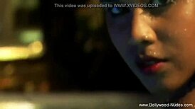 pretty asian woman gently cleanses her naked body