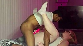 Black guy digs deep in white girls guts