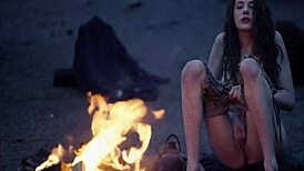 fantasy baremaidens at the campfire