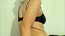 Slutty British girlfriend teases with dildo on webcam in horny solo pov