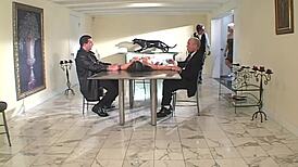 Beauty milf mommy leads shaved pussy orgy anal fisting facial lingerie heels