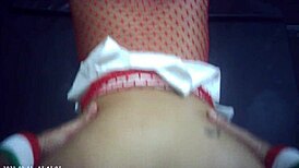 Behind scenes with glasses girl she bends over shaved pussy for intense pov pounding