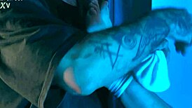 up close sniffing artemis' sweaty feet and toes