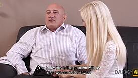 daddy4k: experienced boss cums in teen's mouth after she rides his cock 😏💦