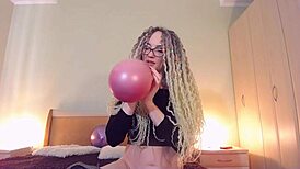 Hey curvy big tit mommy-in-law pops balloon fetish custom video