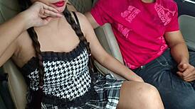 sweet housewife gets both holes screwed by boss in the car 😏