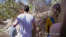 Four Slutty Teens Get Wild Outdoor Foursome On Hiking Trail!