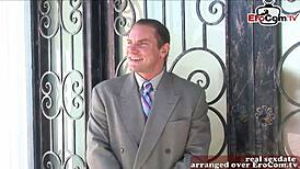 I feel this thin brunette milf with perfect tits getting pounded hard in her pussy